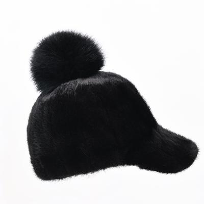 China Custom Made Comfortable Fur Ladies Fluffy Hat With Pom Poms Winter Warm Hat For Women for sale