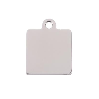 China Shiny Stainless Steel Square Engravable Custom Stainless Steel Charms for sale