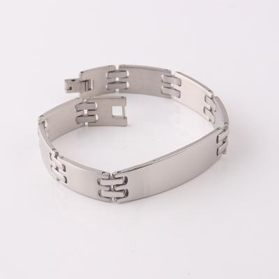 China New Design Cuff Bracelet Stainless Steel ID CLASSIC Dark Luxury Flat Engraved Bracelet for sale