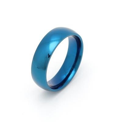 China Stainless Steel 6MM Width Blue Color Fashion Stainless Steel Ring for sale