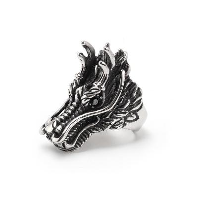 China Ring Red Eyes Stainless Steel Dragon Ring for sale