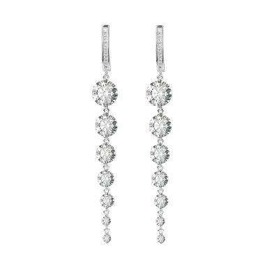 China ALLOY Luxury CZ Zirconia Stone Long Earrings Dangle Cubic Zircon Crystal Gold /Silver Color Jewelry For Women for sale