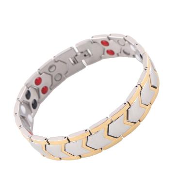 China New design stainless steel 4 in 1 germanium and magnetic stainless steel health bracelet for sale