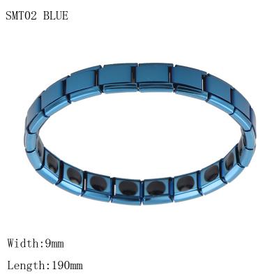 China Stainless Steel IP Blue Plated Stainless Steel Elastic Balance Power Germanium Health Bracelet for sale