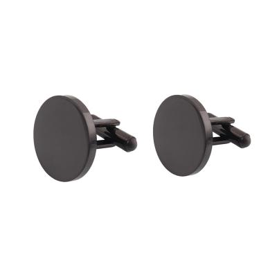 China Classic Stainless Steel Wedding Round Mens Stainless Steel Cufflinks Black for sale