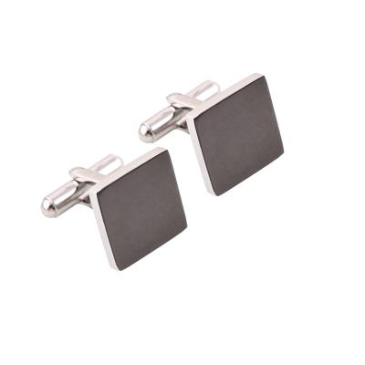 China Stainless Steel Customized 316 Stainless Steel Square Black Color Custom Blank Cufflink Men for sale