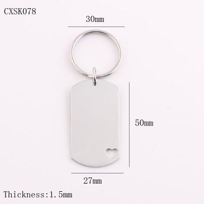 China Europe Manufacturer Customized Laser Cut Stamped Stainless Steel Charm Sublimation Plain To Engrave Key Chain for sale