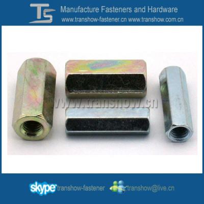 China DIN 6334 or ANSI Standard Steel Hex Coupling Nut for sale