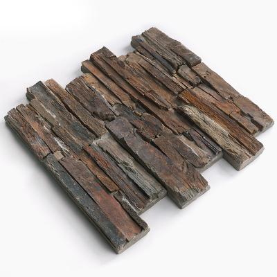 China Good Quality Natural Slate Culture Stone Brick Red Embroidered Slate Side Stick for sale