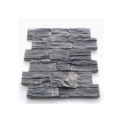 China The Hottest Selling Kitchen Counter Top Stone Wall Tile Decor Black Slate Side Stick for sale