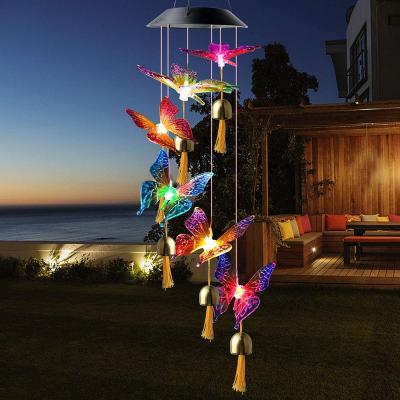 China Minimalist Garden DecorationColor Wind Chime Light Changing Crystal Ball Hummingbird Wind Chime Lamp for sale