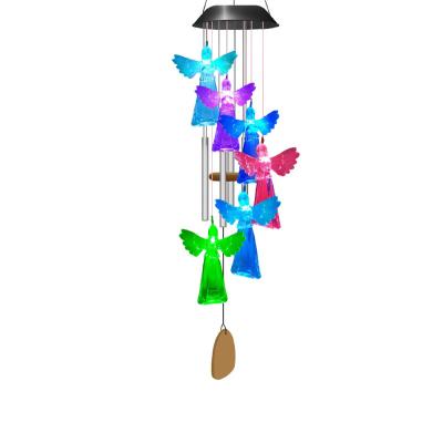 China Minimalist Outdoor Garden Holiday Lighting Solar Christmas Garden Light Angel Wind Chimes Lamp for sale