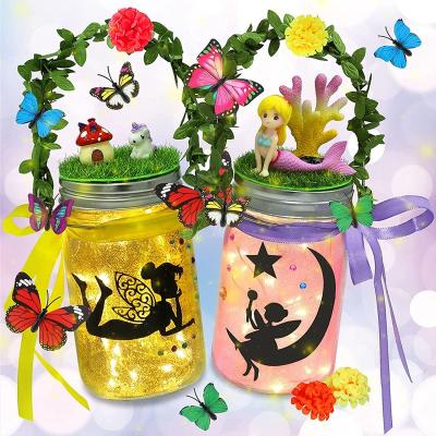 China DIY Play Children's DIY Toys LED Lantern Pot Fairy Tale Lantern Pot Handmade Luminous Mermaid Toy Kit for sale