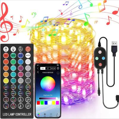 China APP Controlled 33ft 100leds 16 Million Color String Light Usb Music Controller APP Fairy Lights LED Lamp for sale