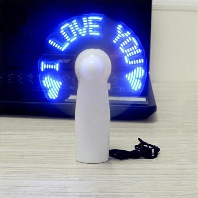 China Preset Text Summer Weeding Gifts LED Message Mini Fan With Programmable USB LED Rechargeable Flash Fan for sale