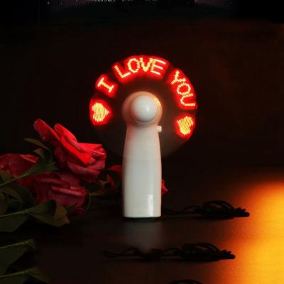 China Preset Custom Content Fan Portable Handheld Flashing Battery Mini Text LED LED Display Word FAN for sale