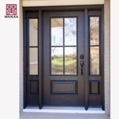 China Sound Insulation WANJIA Customized OEM ODM Latest Design Modern Wood Entry Door Paint Colors Solid Wood Front Door for sale