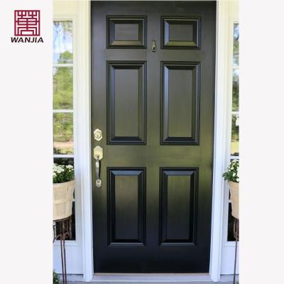 China Sound Insulation WANJIA Customized Latest Design Wooden Main Entrance Door External Paint Colors Solid Wood Doors for sale