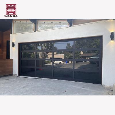 China Windproof WANJIA Customized Modern Garage Door Aluminum Alloy Sectional Commercial Window Inserts Garage Doors for sale