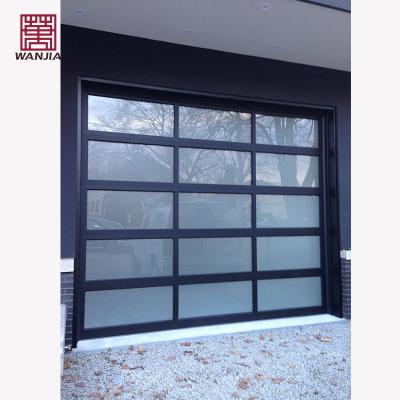 China Folding Screen WANJIA Automatic Glass Garage Door High Quality Sectional Modern Customized Aluminum Garage Door for sale