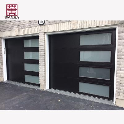 China Sound Insulation WANJIA Customized Aluminium Glass Garage Doors Residential Automatic Sectional Garage Door for sale