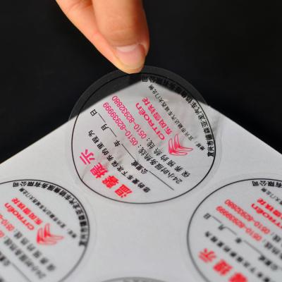 China Supporting custom clear transparent transparent vinyl sticker label printing for product label for sale