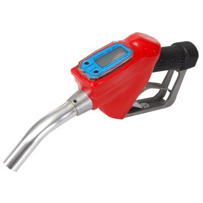 China Automotive Industry Aluminum Fuel Dispenser Nozzle With K-25 Turbine Flow Meter Diesel Fuel Electronic Regulating Dispensing Gun for sale