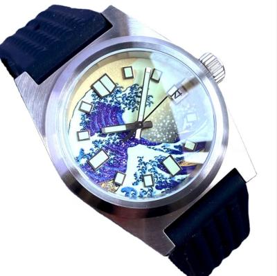 China Hot Sale Automatic Luxury Sapphire Glass Date Automatic Luminous Waterproof Mechanical Diving Watch NH35 20ATM Leather Strap for sale