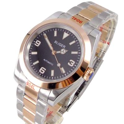 China New Hot Sale Waterproof Hand Rose Gold Sapphire Glass Luminous Steel Automatic Mechanical Wristwatches NH35 for sale