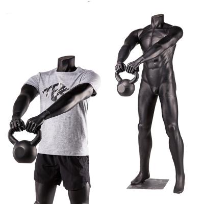 China Plus Size Black Fiberglass Headless Sports Mannequin Cheap Male Mannequin For Sale for sale