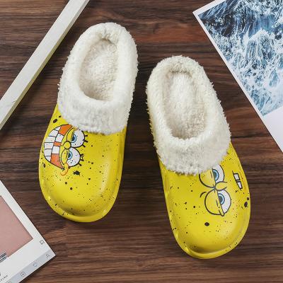 China CUSHIONING Eva Waterproof Slides Fashion Flat Cute Fluffy Fur Winter Fluffy Home Slipper for sale