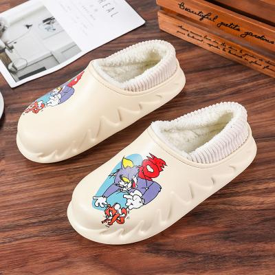 China Winter Waterproof Animal Slides Shoes Fashion Fur Flat Plush Cute Cotton Slippers for sale