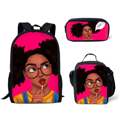 China Wholesale Custom Waterproof African Girls Print School Backpacks For Kids Backpack Girls School Backpack With Lunch Bag for sale