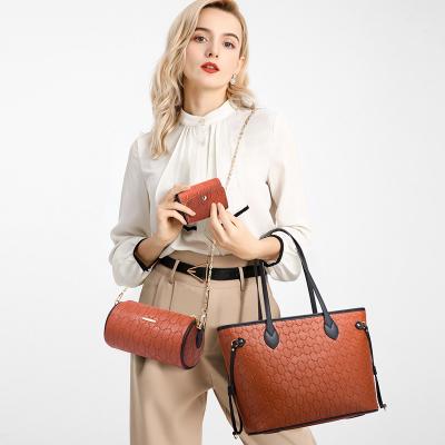 China Hot Selling Ladies Purse and Handbag Set Tote Bag Crossbody Shoulder Bag High Quality 3 Pieces Mobile Phone Bag for sale