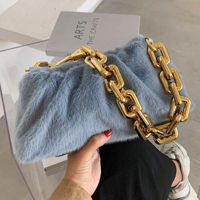 China 2022 new high quality plush cloud bag thick chain star the same style one-shoulder armpit bag for sale