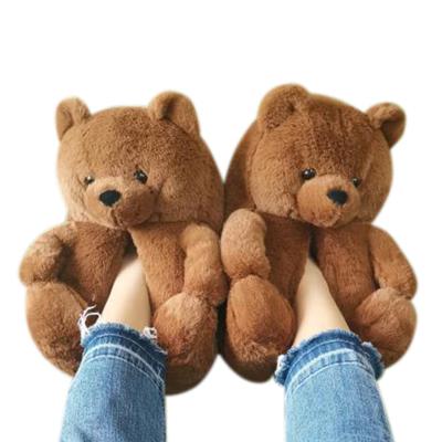 China Fashion Trend Muti-colors Women Teddy Adorable One Size Bear Furry Free Shipping Furry Slippers Kid Bear Slippers For Girls for sale