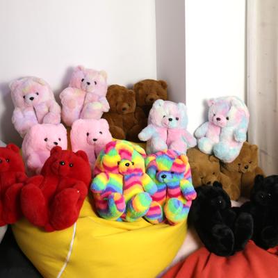 China Free Shipping Fashion Trend Lovely Plush Adult Slippers / Kids Teddy Bear Slipper Comfortable House for sale