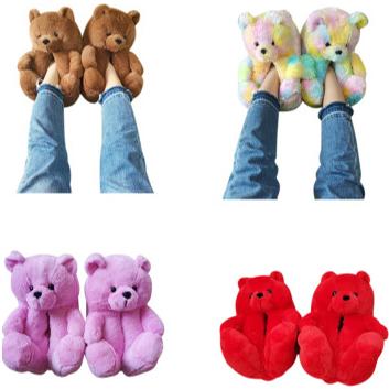 China Trend Teddy Bear Slippers Fashion 2021 Girls Teddy Bear Slippers For Women Bedroom Fuzzy Teddy Wholesale Plush Fashion Slippers New Arrivals for sale