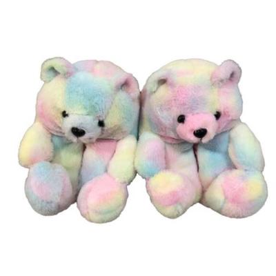 China Fashion Trend DHL Free Shipping Teddy Bear Furry Women Fur Muti-colors Animal Cartoon Slides Bear Slippers For Women Kids for sale