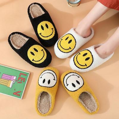 China Wholesale Women Winter Slippers Indoor Flat Warm Fashion Face Trend Smile Face Happy Bedroom Slips Cute Smile Slippers for sale