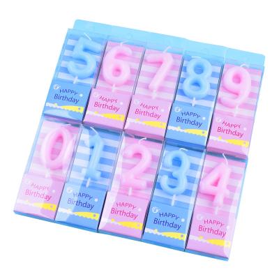 China Cake props popular digital nc style amazon candy color decoration pink and blue birthday number cake candles decoration festival party supplier for sale