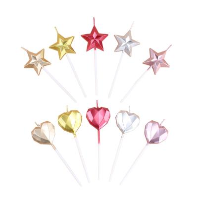 China Cake Decorating Accessories Popular Colored Insist Style Amazon Star Color Candy And Heart Metal Birthday Cake Candles Decoration Festival Party Funny Supplier for sale