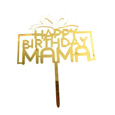 China Disposable Happy Birthday Mom Dad Mom Dad Dessert Party Decoration Cake Topper Supplier Acrylic Gold Ins Sign for sale