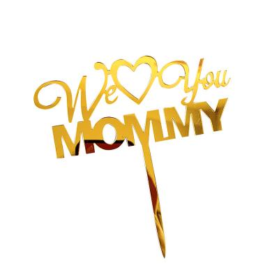 China Disposable Ins Style Happy Birthday Mom Dad Honey Dessert Party Decoration Cake Toppers Acrylic Gold Letter Toppers for sale