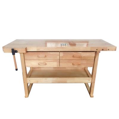 China Building Material Shops Rubber Wood Work Bench With 4 Drawers For Woodworking L1640xW500xH820mm for sale