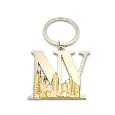 China Wholesale Hot Gold Silver Metal Supermarket Use Fashion Key Chain Sale Tourist Attractions Souvenir New York 3d Key Chain for sale