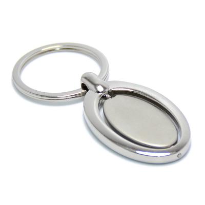 China Fashion Supermarket Use Souvenir Metal Cheap High Quality Key Holder White Oval Revolving Key Chain With Logo for sale