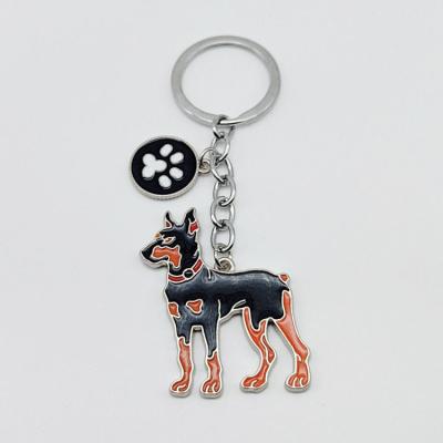 China Supermarket Use Personalized DIY Craft Style Animal Cut Metal Key Chain Custom Colored Enamel Dog Metal Pet Key Chain for sale