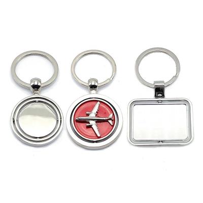 China Custom Blank Rotating Supermarket Use Fashion DIY Souvenir Metal Car Key Chain 32MM Ring Keychain 360 Engrave Name Key Chain for sale