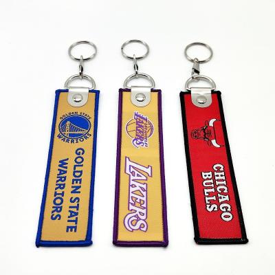 China Wholesale High Quality Custom Fabric Woven Key Chain Portable Souvenir Souvenir Gifts Metal Silver Embroidery Logo Lanyard Lanyard for sale